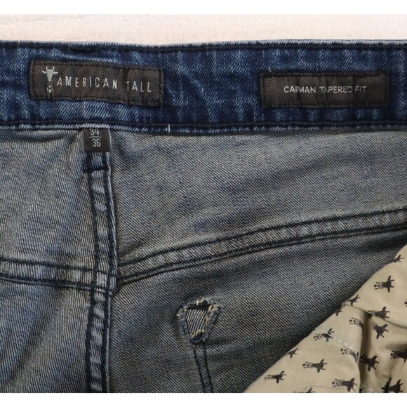 American Tall Carman Men's 35Wx35L Tapered Slim Fit Low Rise Jeans Coastal Blue - Picture 5 of 16